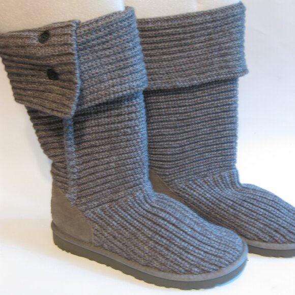 NWOT Sz 8 Ugg Women's Classic Cardy Knit Winter Boots Grey - Picture 6 of 16